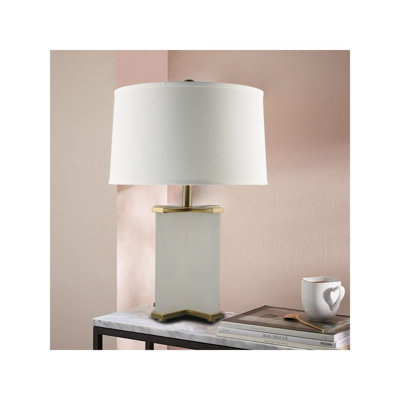Cyprus 25.26" Antique Brass/White Table Lamp