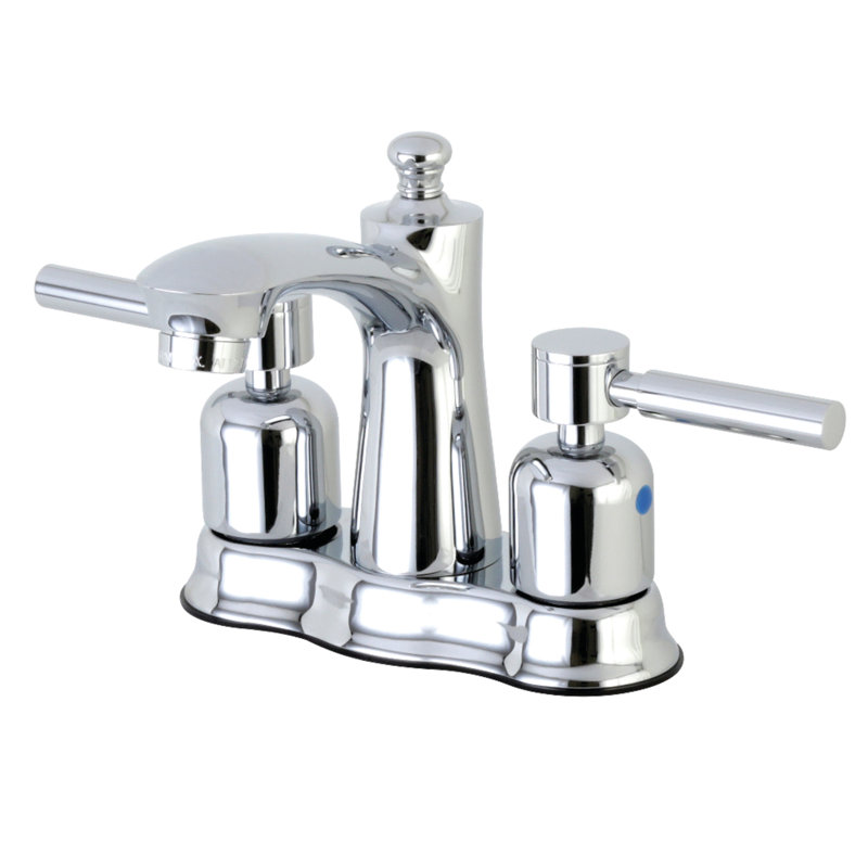 Kingston Brass Concord Two-Handle 3-Hole Deck Mount 4" Centerset Bathroom Faucet with Plastic Pop-Up, Polished Chrome