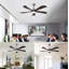 Ventilateur de plafond industriel moderne réversible à moteur à courant continu de 52 pouces à 52 vitesses avec lumières, nickel satiné-130156496-130156497