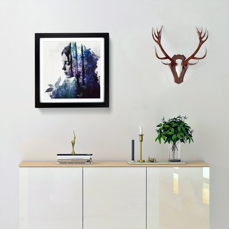 Single Picture Frame Print on Wood, Black