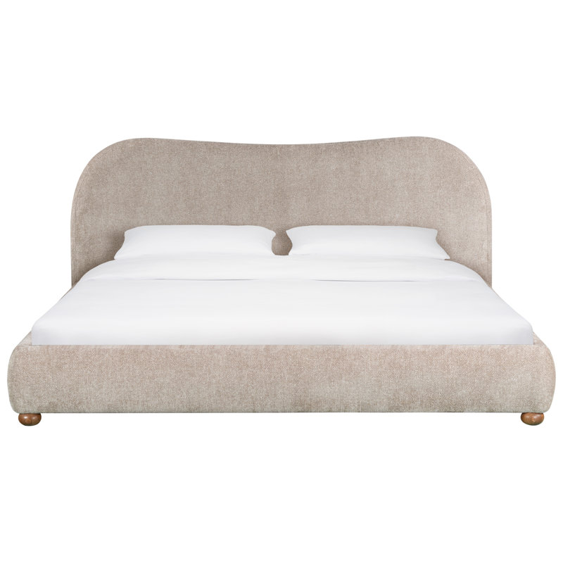 Liza Upholstered Bed, Queen, Light Brown Chenille