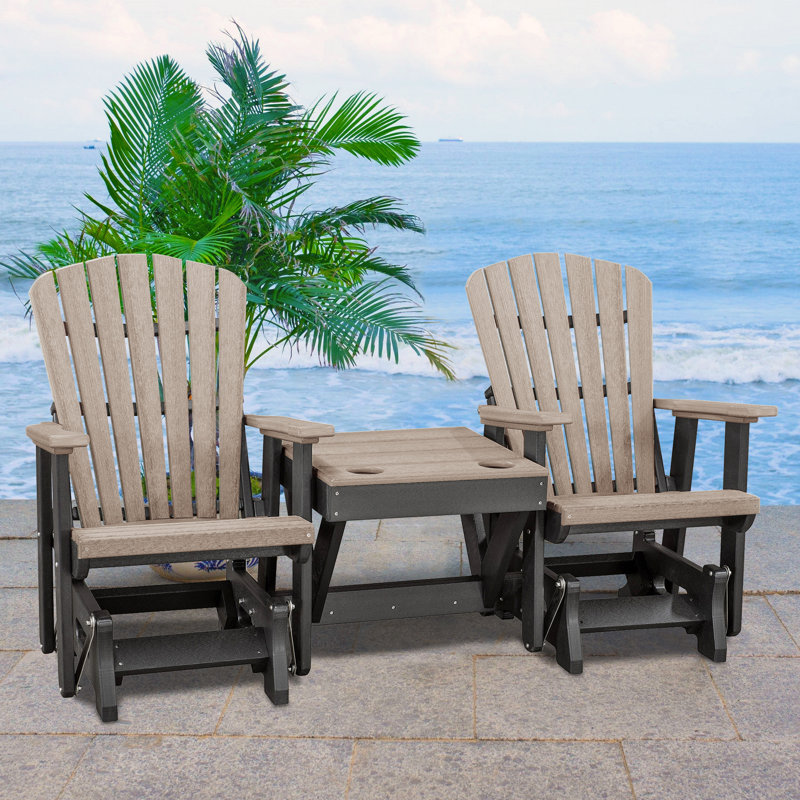 Chaise Adirondack en plastique, Bois vieilli / noir