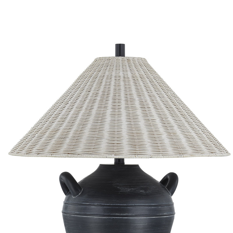 Lampe de table 27 "avec abat-jour en rotin Brookfield, noir