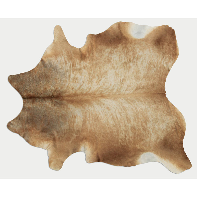 Tapis peau de vache clair contemporain, Nouveauté 6 pi x 8 pi