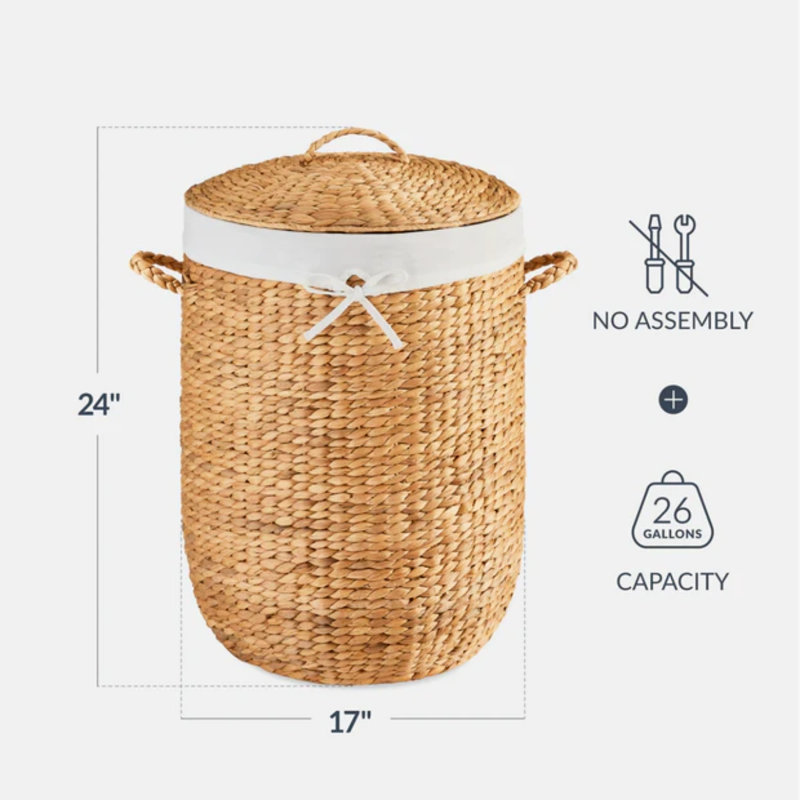 Round Laundry Hamper, Natural
