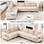 Canapé modulaire en lin 108 po avec capacité de 660 lb et poches de rangement latérales-1605776880