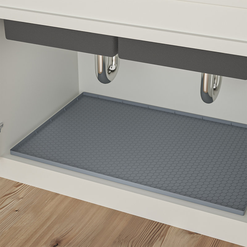 Silicone Drip Tray 31" / 34" X 22" Under Sink Mat, Shelf & Drawer Liner For Kitchen - Absorbent, Waterproof, Trimmable
