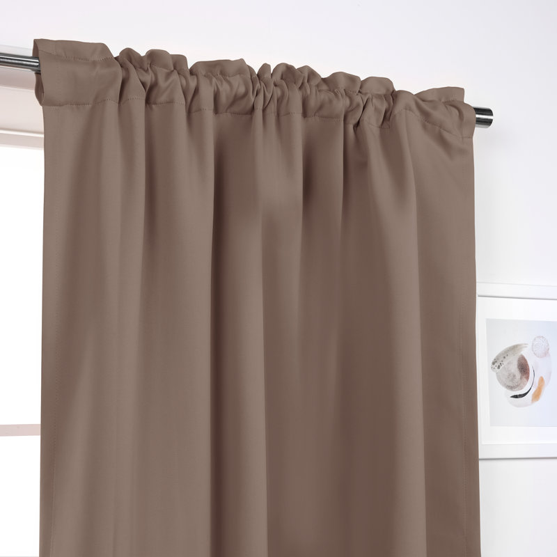 Bantam Solid Blackout Thermal Rod Pocket Curtain Panels, Taupe, 52" W x 63" L