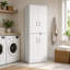 Armoire de vestibule haute blanche avec portes verrouillables - H 78,7 po, ensemble anti-basculement