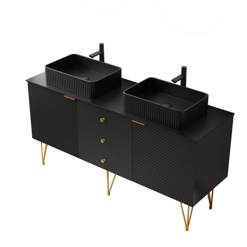 Meuble-lavabo autoportant avec tiroirs, pré-assemblé