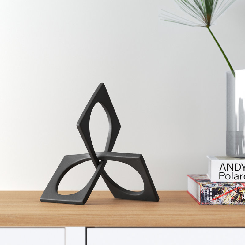 Modern Metal Decorative Object - Geometric Abstract Accent Sculpture for Contemporary Home and Office Decor, Black 