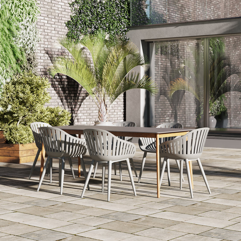 Anautica 6 - Person Patio Dining Set with Rectangular Table, Gray