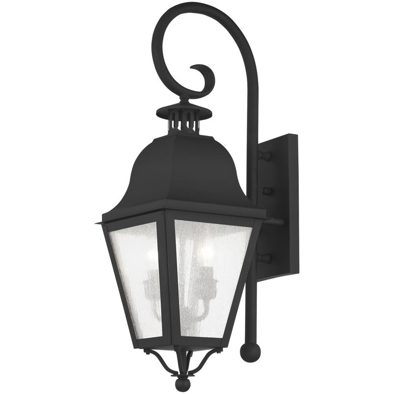 Lanterne murale suspendue d'extérieur 8,5 8,5 avec abat-jour en verre bullé, Noir