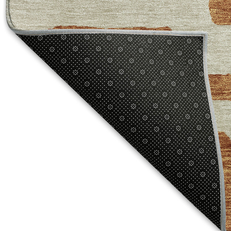 Premium Machine Washable Prisco Terracotta Rug, Round 8'