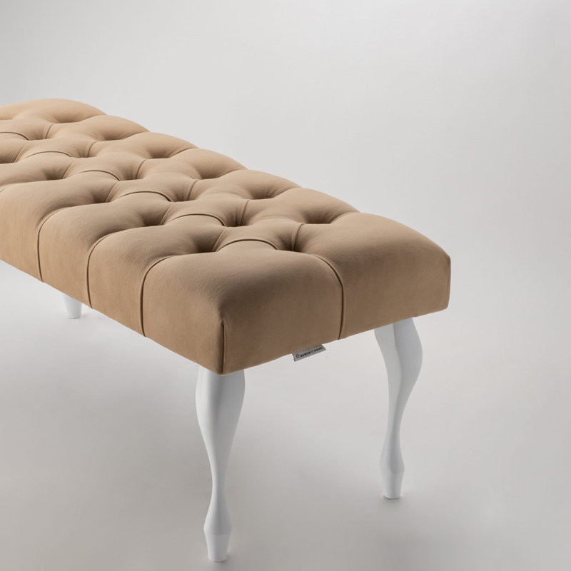 Upholstered Bench, H40 x W80 x D30cm, Beige, White
