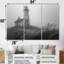Phare monochrome brouillard d'hiver Cliff I - ensemble de salon d'art mural phares-1554616273-1554616278