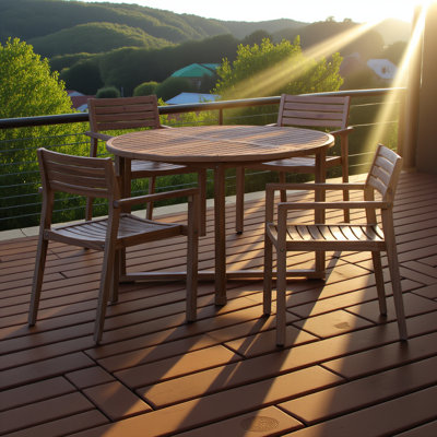 5-piece Outdoor Dining Set With 4 Acacia Wood Chairs,47.2" Round Dining Table With Slatted Design, Ideal For Patios, Gardens, Poolsides, And Lawn Areas & Indoor