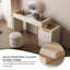 Commode à maquillage crème tout-en-un en bois massif crème avec tiroirs de rangement-1777010281