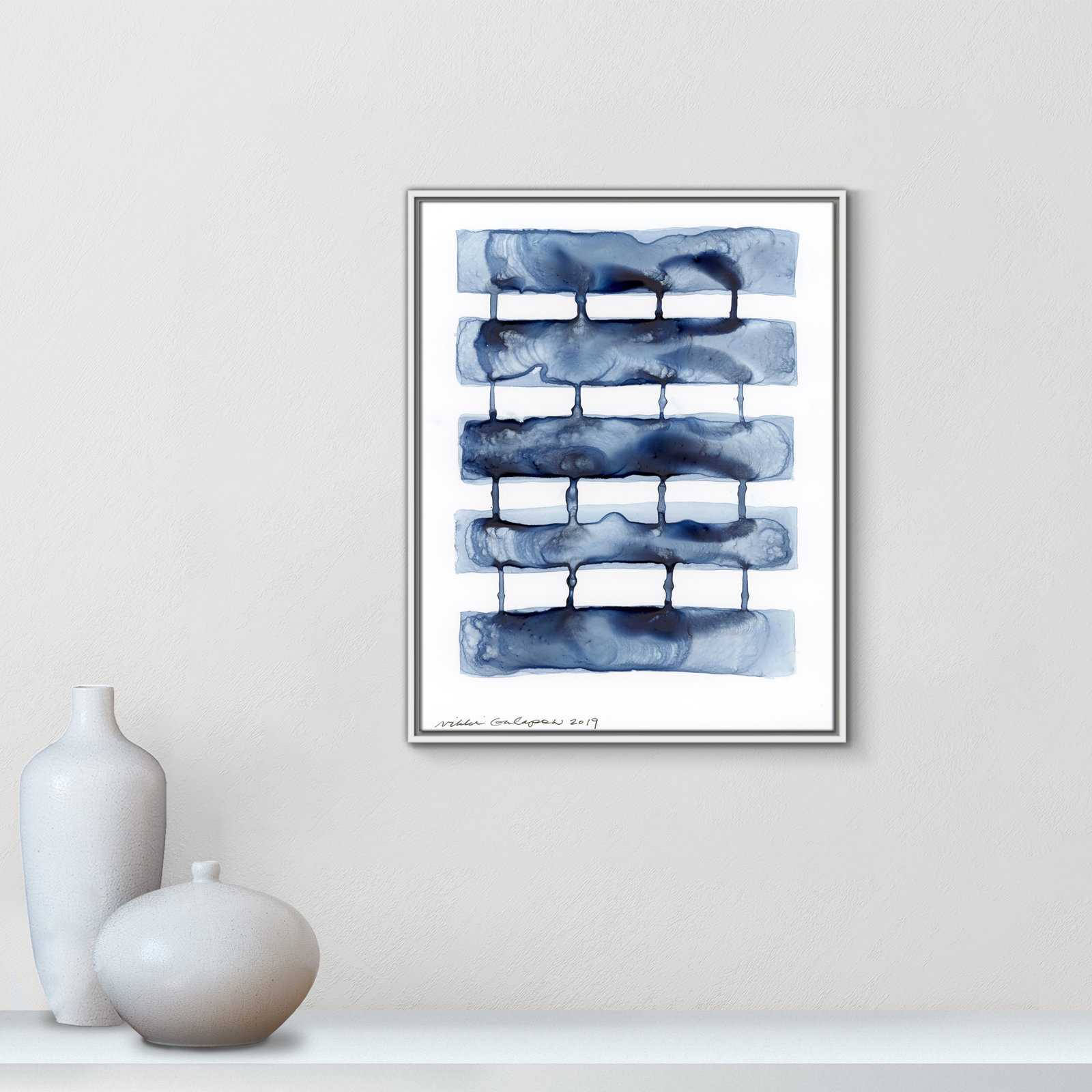 Stitched Together I by Nikki Galapon - Solid Wood Rectangle Print Single Piece Item on Canvas, White Framed Canvas