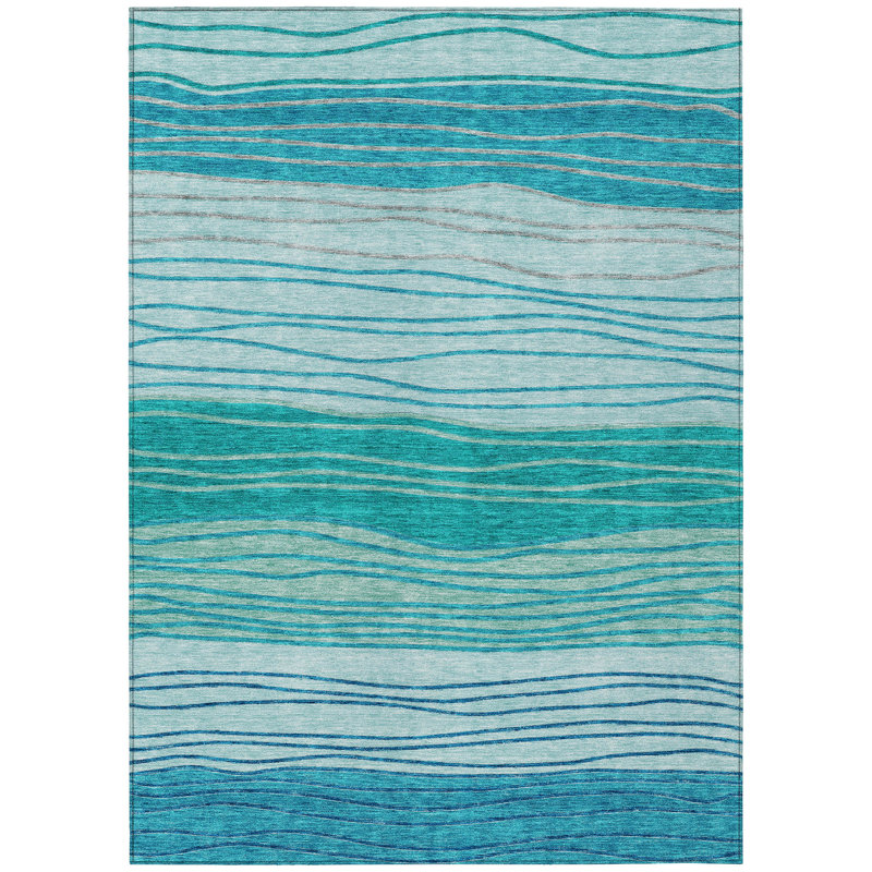 Washable Striped Indoor / Outdoor Rug, Rectangle 5' x 7'6"