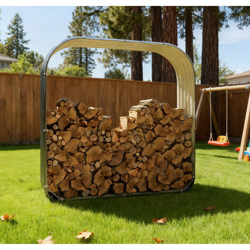 Support de rangement pour bois de chauffage en acier galvanisé avec rebord caoutchouté