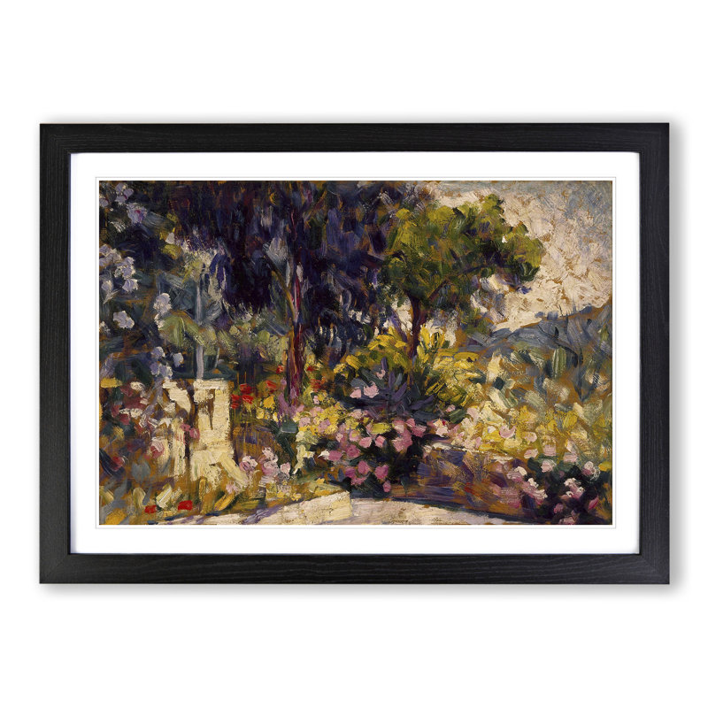 Flowered Terrace by Henri-Edmond Cross - Picture Frame Painting, Black Framed, 48cm H x 65cm W x 2cm D
