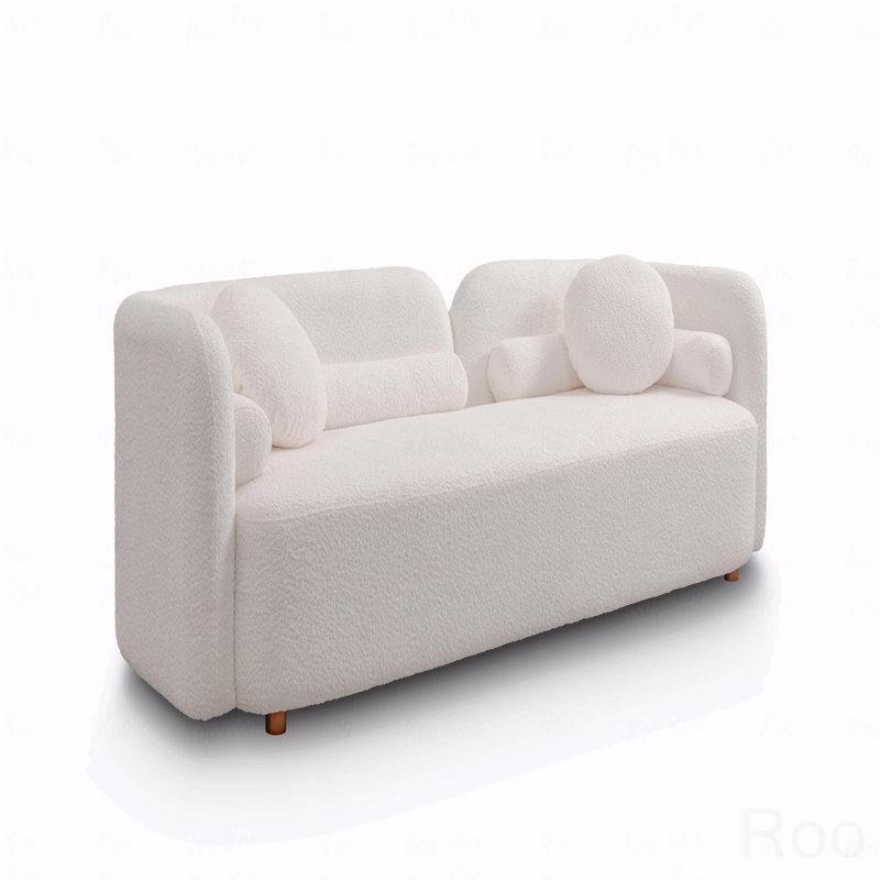 Canapé moderne pour le salon, canapé rembourré Boucle Cloud pour bureau à domicile, 3 places, Blanc