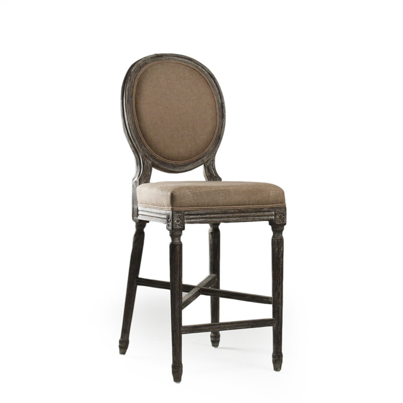 Asta Upholstered Counter Stool with Solid Wood Frame, Copper