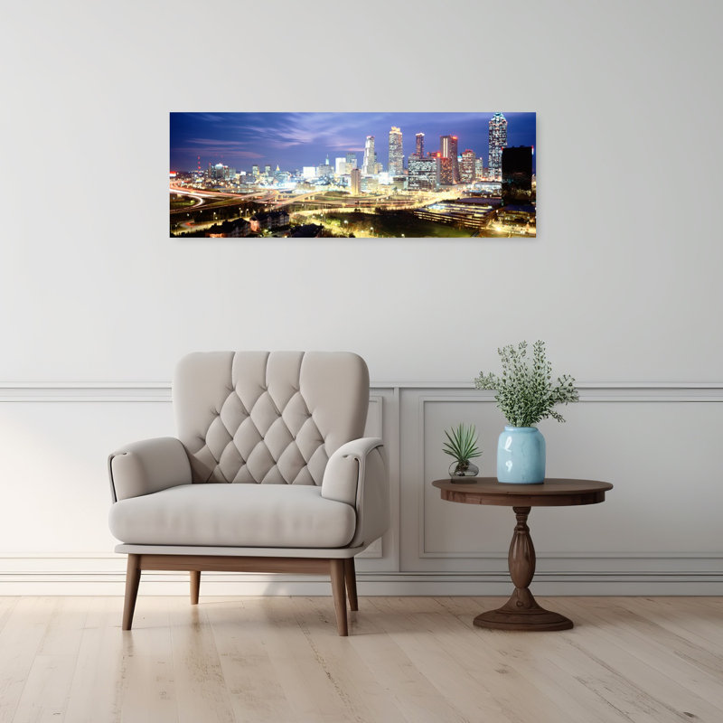 Buildings lit up at dusk Atlanta Georgia USA 1 Piece Wrapped Canvas Panoramic Wall Art, 30.48 cm H x 91.44 cm W