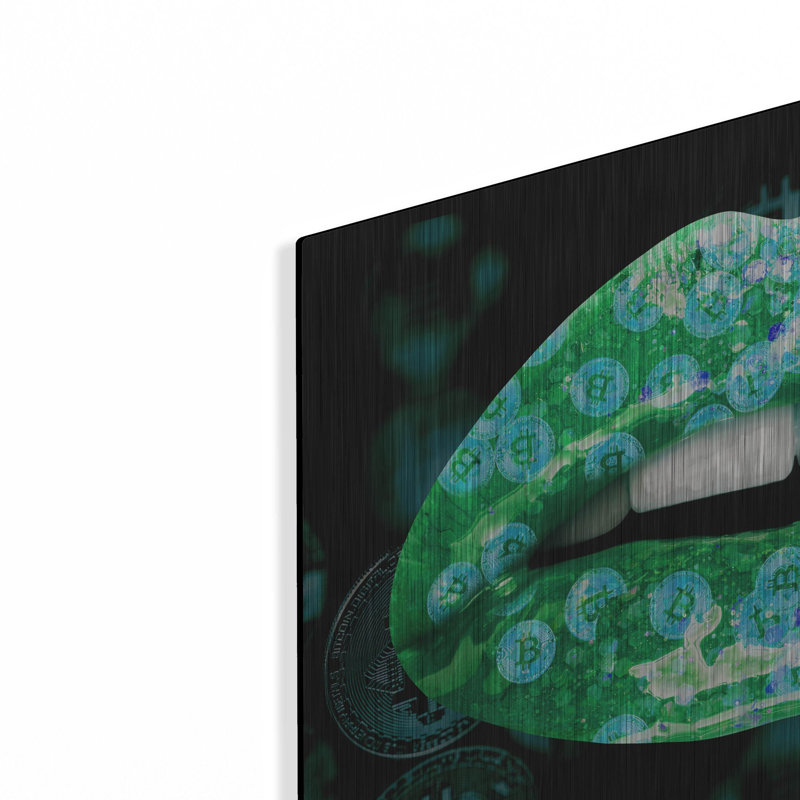 Luxe Metal Art «Bitcoin Milkshake Turquoise» par Me «Bitcoin Milkshake Turquoise» par Luxe Metal Portfolio
