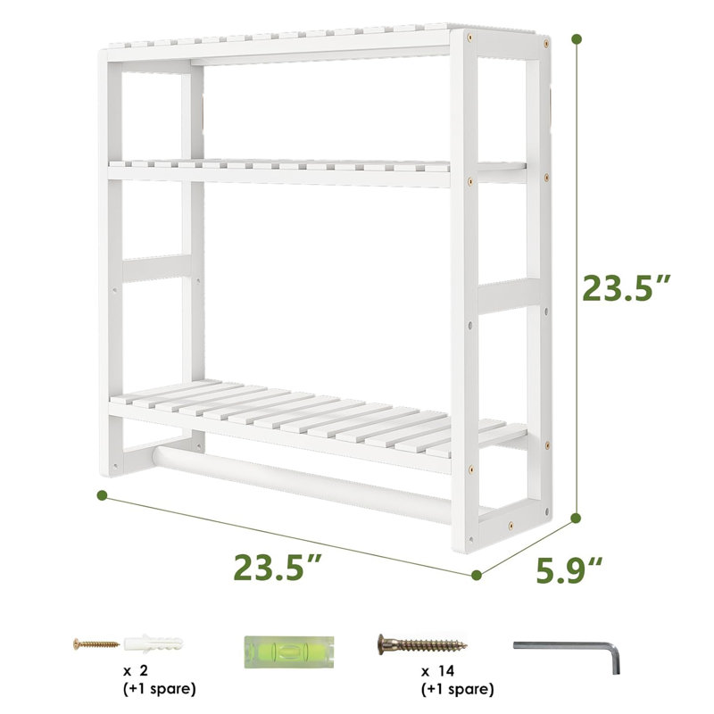 Rangement mural pour salle de bain, Blanc, L 16,6 po x H 16,8 po x P 5,9 po