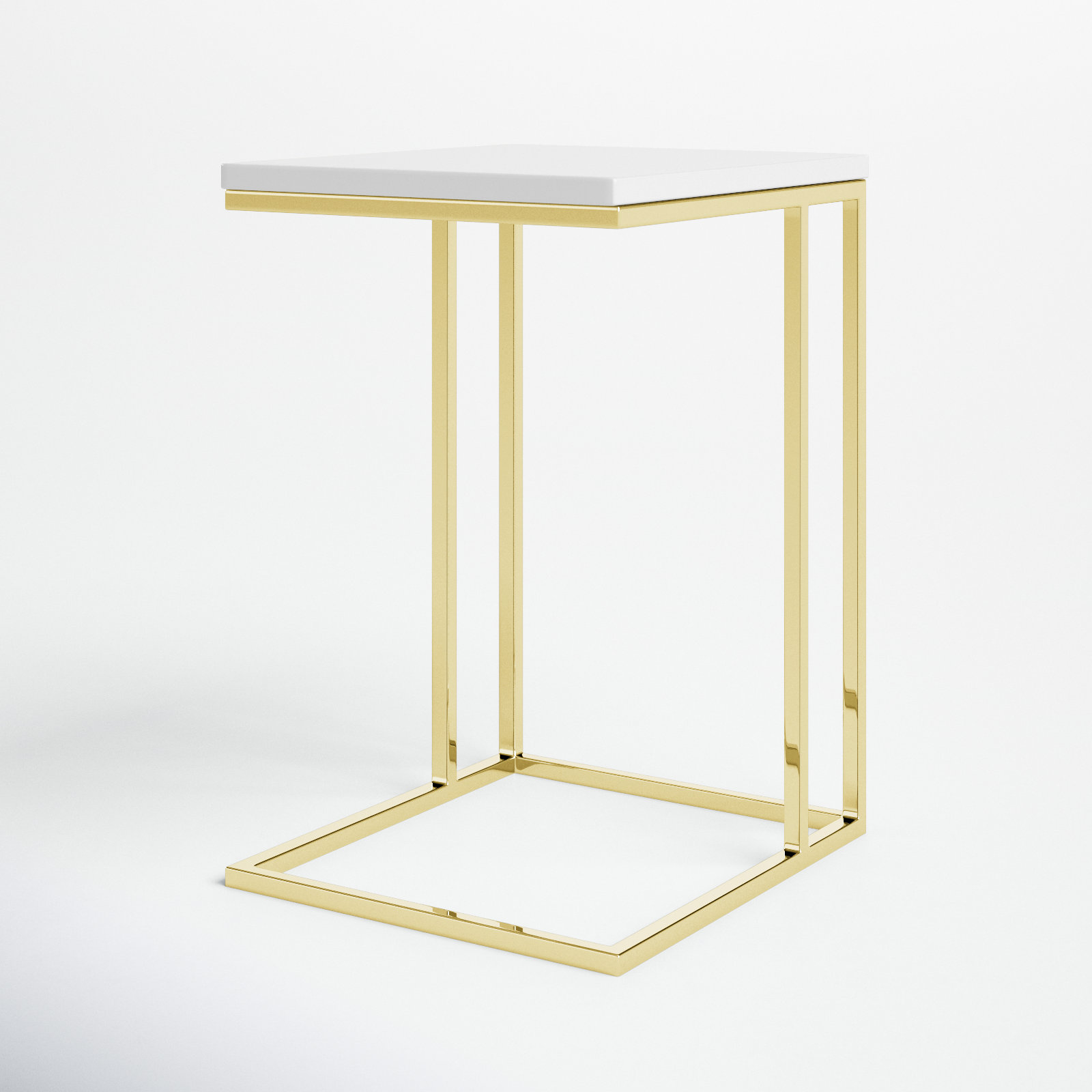 Hampshire End Table, White Top/Gold Base