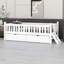 Lit plateforme en bois avec garde-corps et 2 tiroirs, structure de lit pour enfant avec escalier-1783448756