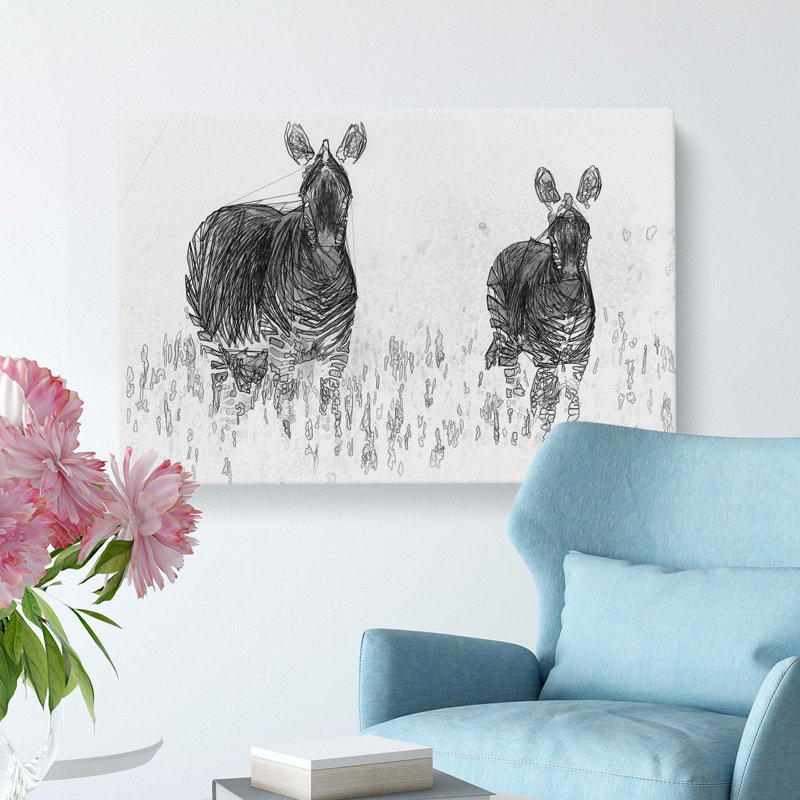 Two Zebras in Abstract - Wrapped Canvas, 40cm H x 60cm W x 3cm D
