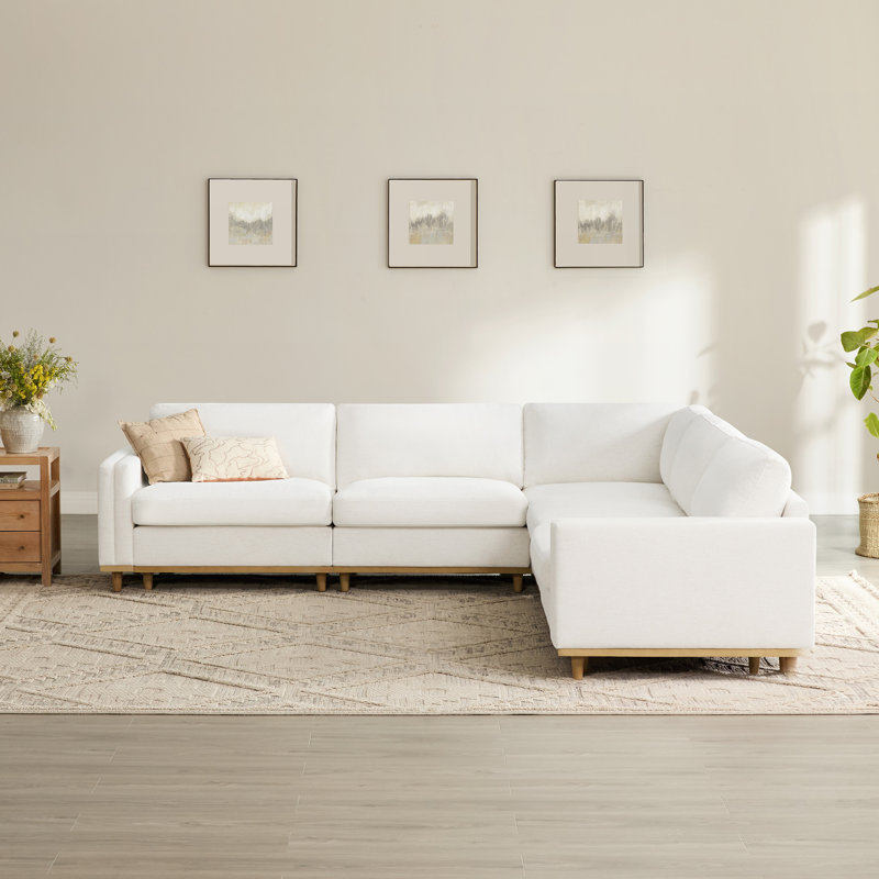 Laima 5-Piece Oversized Modular Corner Sectional Sofa, Cream Polyester