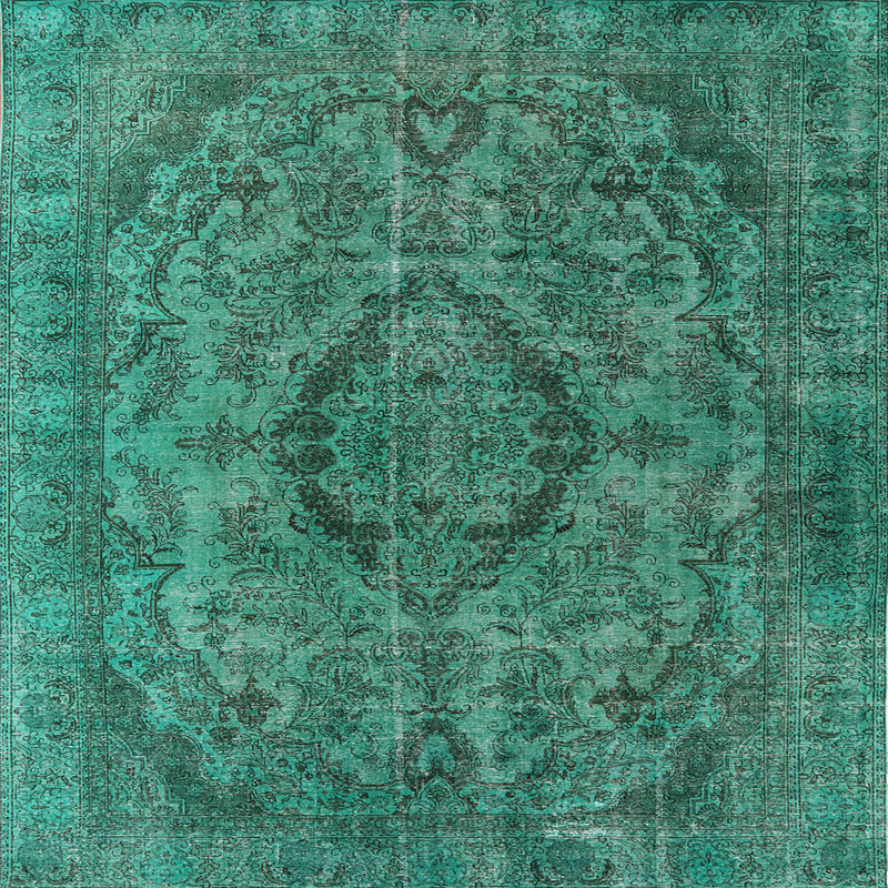 Tapis vert de style oriental, Carré de 7 pi