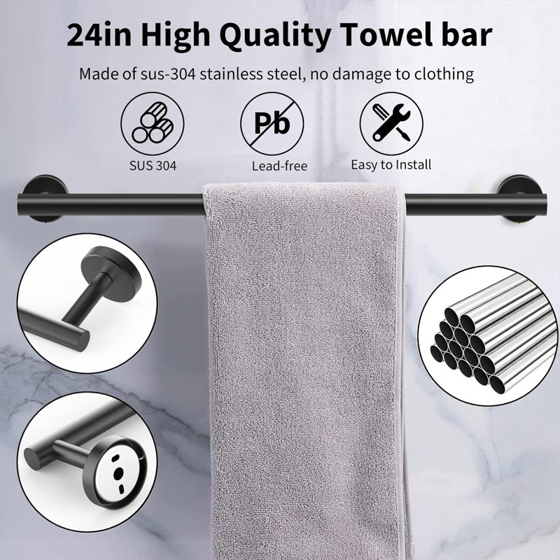 5 - Piece Bathroom Hardware Set, Matte Black