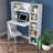 Modern Study Desk with Bookshelf, White, 44.5 x 55.8 x 15.7 inches | 100% Melamine Coated Particle Board, Max Weight Capacity: 77 lbs | Numerous Shelves for Additional Storage, Stylish & Functional Design for Home Office