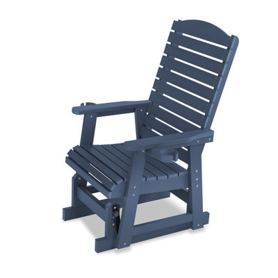 Fauteuil oscillant en poly pour une personne, avec porte-gobelets, dossier horizontal et siège profilé profond, matériau HANCH, résistant aux intempéries