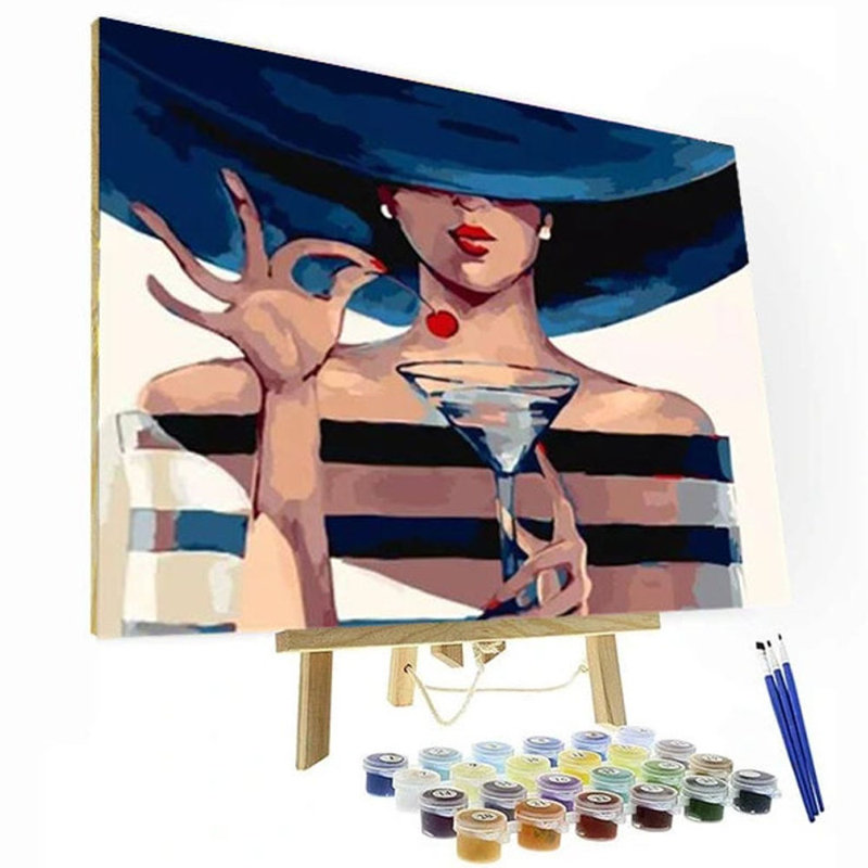 «Paint By Number DIY Cherry Martini», ensemble de 6 reproductions d'art sur toile sans cadre