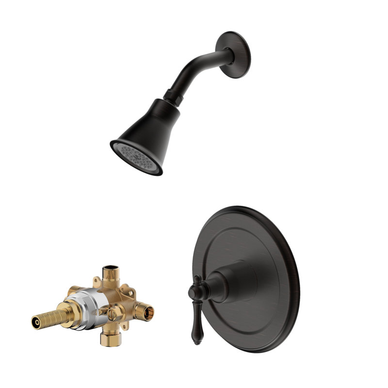 Prime Collection Shower Trim Only: Round Shower Head, Single Handle Set & Rough-in Valve Included - Oil Rubbed Bronze