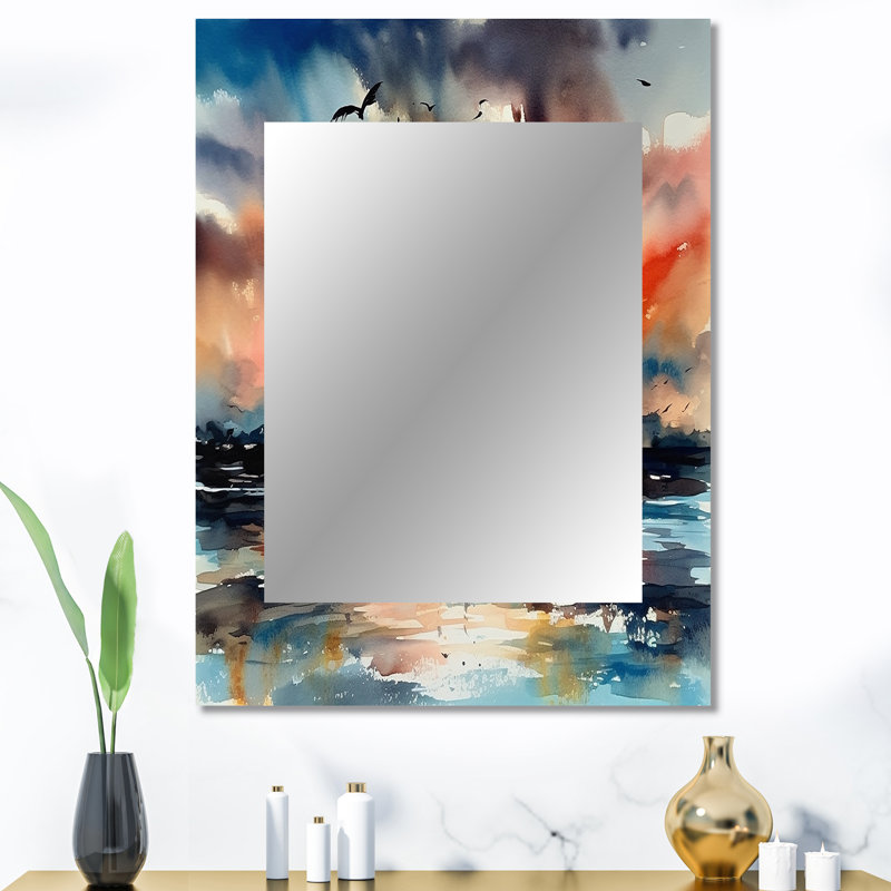 Honeymoon Tropical Paradise II - miroir mural de plage unique, miroir moderne, impression d'art en métal, 40 po x 30 po