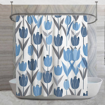 Tulip Garden Shower Curtain -  Floral Bathroom Decor Scandinavian