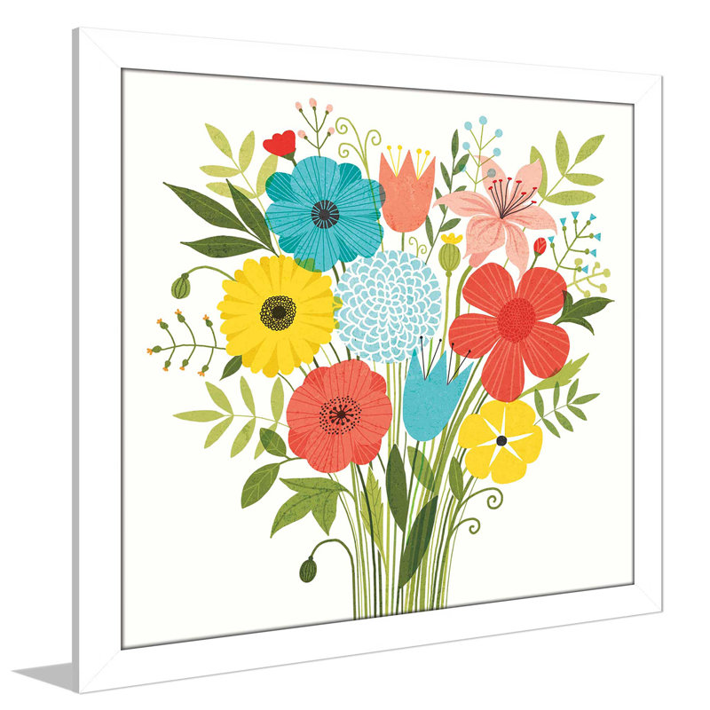 « seaside bouquet i », impression sur toile, H 21,5 po x l 21,5 po x P 0,75 po, Cadre blanc