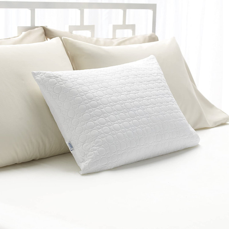 White Quilted Memory Foam Bed Pillow with Microfiber Cover
