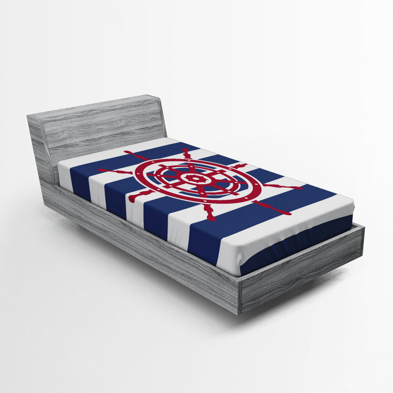 Drap-housse rayé Ships Wheel, Drap-housse de taille simple