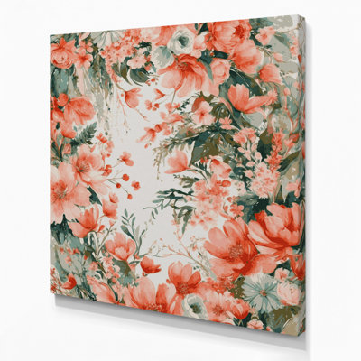 Aquarelle, art floral sur toile gris 8