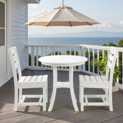 3-Piece HDPE Outdoor Patio Bistro Set With Round Table And 2 Chairs