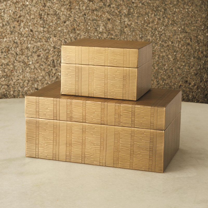 Kokoro Etched Box-Brass, 5" H x 7" W x 11" D