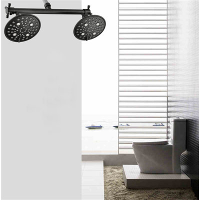 Dual Shower Head With Built-In Valves – High Pressure 6-Setting Shower For Walk-In & Bathtub Use